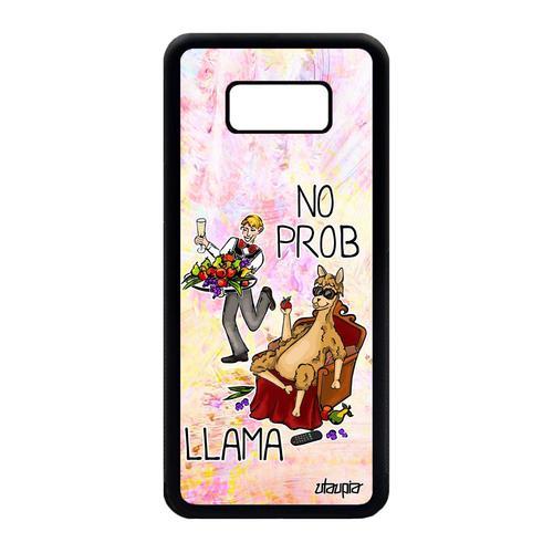 Coque Samsung Galaxy S8 Plus Silicone Drole No Prob Lama Design Texte Llama Problama Antichoc Portable Mobile Cartoon Jaune Comique