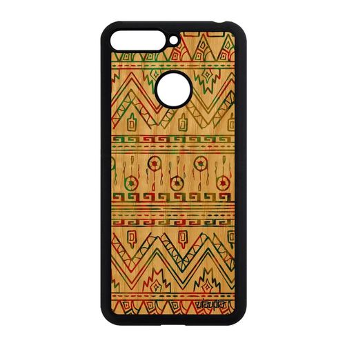 Coque Motif Azteque Pour Honor 7a Bois Silicone Coloré Case Fantaisie Dessin Etui Art Texture Vert Tribal Ethnique Artisanal Rigide