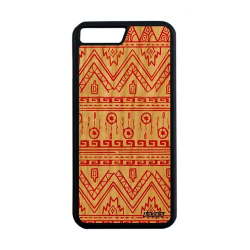 Coque Silicone Pour Iphone 7 Plus Bois Motif Azteque Mobile Fantaisie Pas Cher Coloré Antichoc Frise Dessin Texture Rouge Case