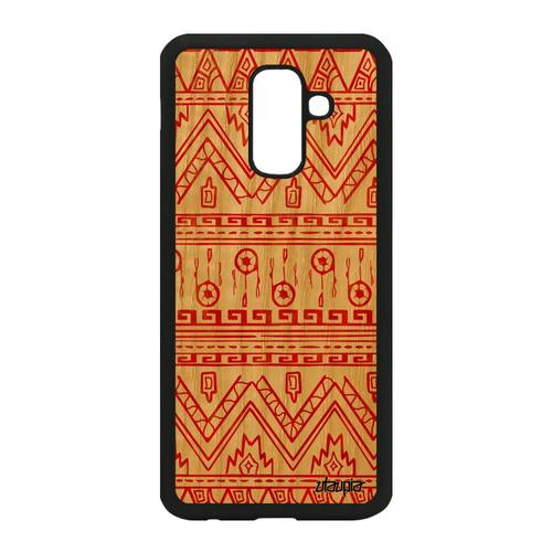 Coque A6 Plus 2018 Bois Silicone Motif Azteque Coloré Frise Smartphone Artisanat Ethnique Bumper Fantaisie Case A6+ Samsung Galaxy