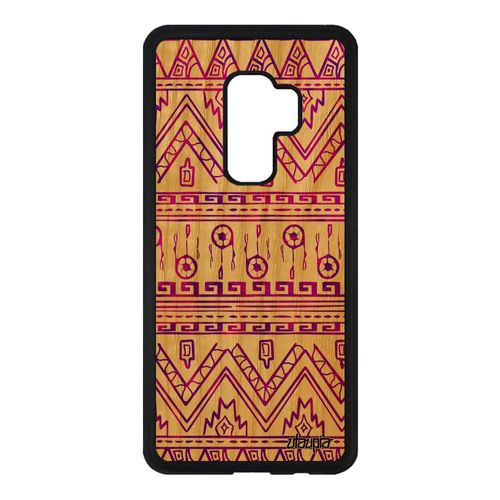 Coque Bois Pour Samsung Galaxy S9 Plus Silicone Motif Azteque Peinture Fond Tribal Ethnique Decoratif Rigide Effet Art Violet Souple