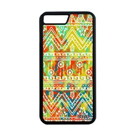 Coque Iphone 7 Plus Silicone Motif Azteque Tribal Jaune Decoratif Jolie Fond Frise Effet Ethnique Portable Rigide Peinture Alu