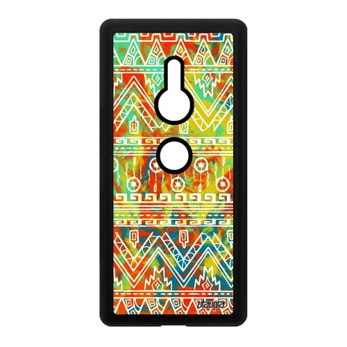Coque Sony Xperia Xz2 Silicone Motif Azteque Jolie Personnalisé Case Tribal Motif Jaune Ethnique De Protection Peinture Frise Effet