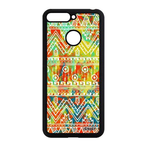 Coque Honor 7a Silicone Motif Azteque Ethnique Peinture Fond Original De Protection Case Decoratif 4g Tribal Frise Telephone Jaune