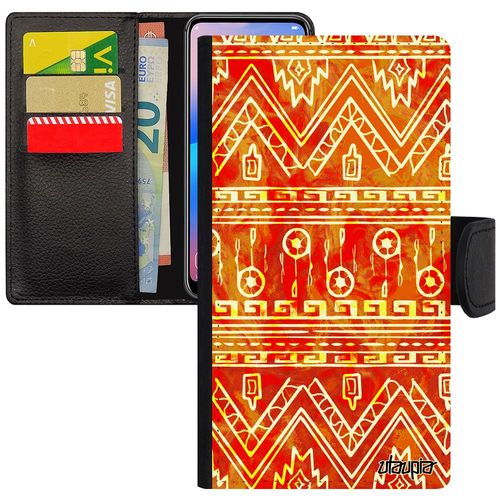 Coque Samsung A5 2015 Portefeuille Motif Azteque Aimantée Design Ethnique Fantaisie Housse De Protection Tribal Telephone Art Galaxy