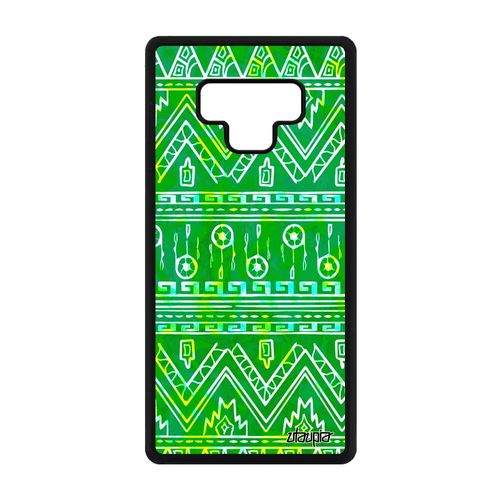 Coque Motif Azteque Samsung Galaxy Note 9 Silicone Telephone Vert Original Case Coloré Ethnique Tribal Fantaisie Caoutchouc Dessin