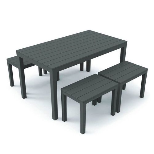 Ensemble Table Et Banquettes Brasserie En Résine Anthracite Sam014an