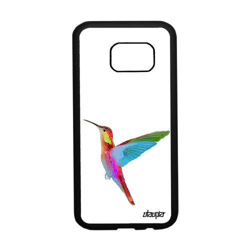 Coque Silicone Samsung Galaxy S7 Colibri Orange Animaux Fleurs Portable Ecologie Animal Motif Personnalisé Housse Design Floral De