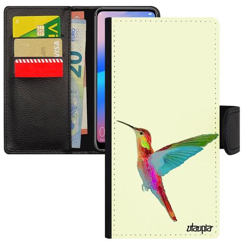 Coque Pour Honor 7a Portefeuille Colibri Animal Flip Case Design Oiseau Floral Telephone Orange Nature Plumes Ecologie Animaux 4g En