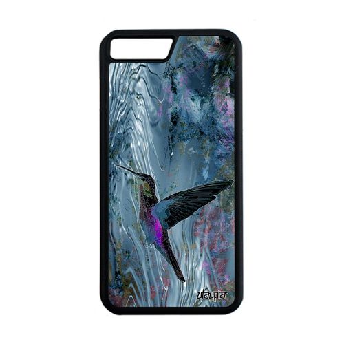 Coque Pour Iphone 8 Plus Silicone Colibri Nature Fleurs Telephone 4g Design Oiseau Plumes Souple Floral Animal Ecologie Bleu