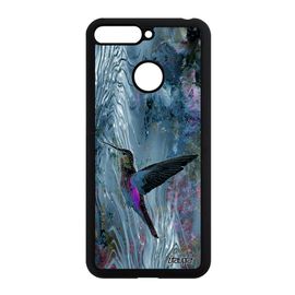 Coque Honor 7a En Silicone Colibri Floral Plumes Bleu Oiseau Housse Animaux Fleurs Ecologie Design Original Souple Personnalisé Etui