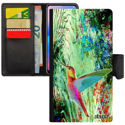 Coque Iphone 7 Plus Cuir Rabat Portefeuille Colibri Fleurs Case Portable Ecologie Vert Nature Animaux Magnetique Plumes Floral