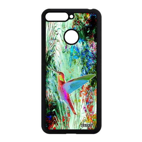 Coque Silicone Honor 7a Colibri Floral Ecologie Tpu Plumes Animal Personnalisé Housse Oiseau Telephone Fleurs Design Etui Vert De