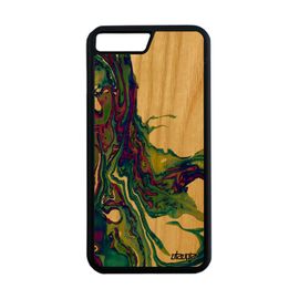 Coque Silicone Pour Iphone 7 Plus Bois Peinture Iphone 7+ Personnalisé Artisanal Decoratif Motif Jaune Marbre Unique Antichoc