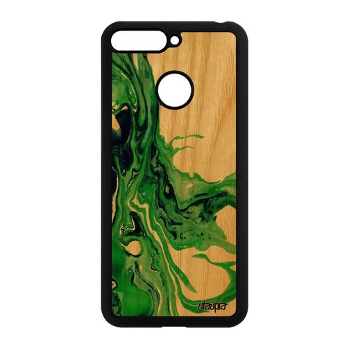 Coque Bois Honor 7a Silicone Peinture Vert Motif Design Art Coloré Nature Cover Personnalisé Texture De Protection Portable Naturel