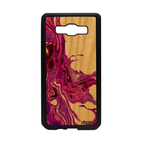 Coque Antichoc A5 2015 Bois Silicone Peinture Fond Authentique Effet Tpu Marbre De Protection Violet Acrylique Design Samsung Galaxy