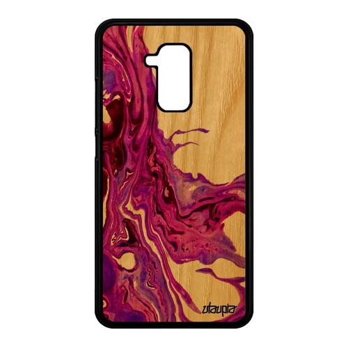 Coque Pour Honor 5c Bois Silicone Peinture Antichoc Gel Acrylique Contemporain Effet Fond Marbre Violet Matiere Noir Fait Main Motif