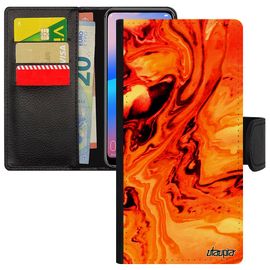 Coque Honor 8a Portefeuille Peinture Housse Coloré Orange Nature À Clapet Art Design Texture Moderne Antichoc Motif Marbre De