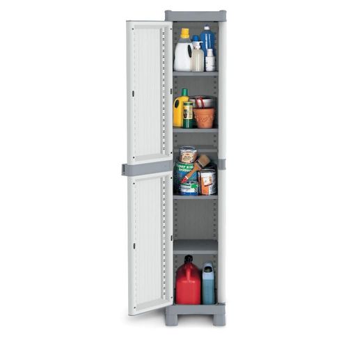 Armoire haute de jardin en résine 1 porte avec tablettes terrasse 2350RUW