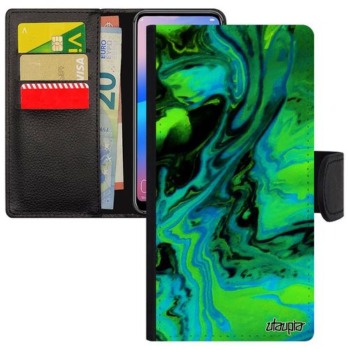 Coque Samsung Galaxy A3 2016 Portefeuille Peinture Telephone Contemporain Marbre Vert Motif Magnetique Acrylique Matiere Authentique