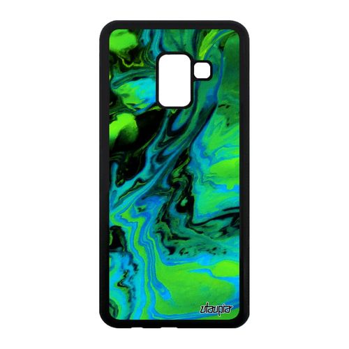 Coque Silicone Antichoc Pour Samsung Galaxy A8 2018 Peinture Authentique Rigide Matiere Contemporain Design Acrylique Motif Vert