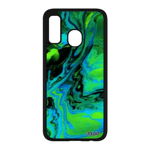 Coque Silicone Pour Samsung Galaxy A40 Peinture Acrylique Antichoc Effet 4g Authentique Alu Housse Vert Marbre Motif Contemporain De