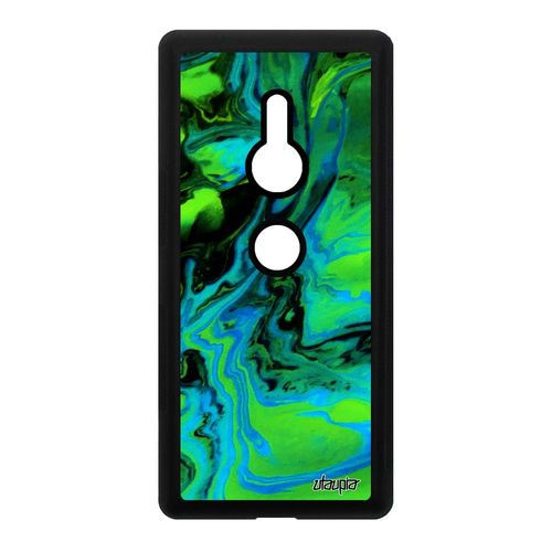 Coque Sony Xperia Xz2 Silicone Peinture Acrylique Etui Motif Vert Case Marbre Effet Mobile Original Tpu Authentique Design Matiere