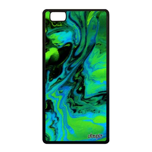 Coque Silicone Pour Huawei P8 Lite 2015 Peinture Fond Authentique Motif Vert Design Contemporain Acrylique Case Marbre Housse Rigide