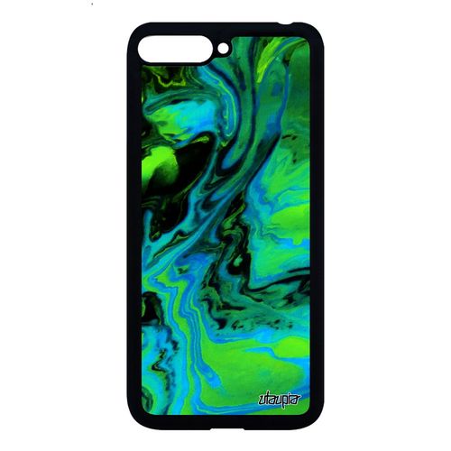 Coque Huawei Y6 2018 Silicone Peinture Authentique Fond Dessin Effet Motif Telephone Design Acrylique Vert Matiere Smartphone Etui