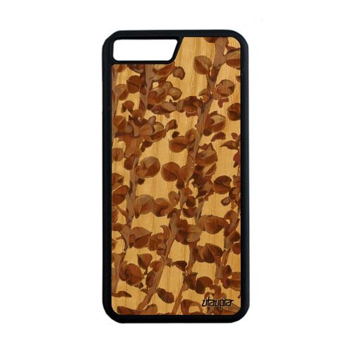 Coque Silicone Motif Feuilles Iphone 7 Plus Bois Fleurs Floral Nature Design Housse Portable Texture Marron Artisanal Plantes