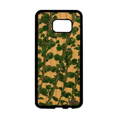 Coque En Bois Galaxy S7 Edge Silicone Motif Feuilles Texture Cover Artisanat Mobile Design De Protection Nature Solide Vert Samsung