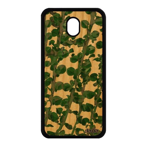 Coque Silicone Pour Samsung Galaxy J7 2017 Pro En Bois Motif Feuilles Design Souple Texture Smartphone Vert Artisanat Made In France