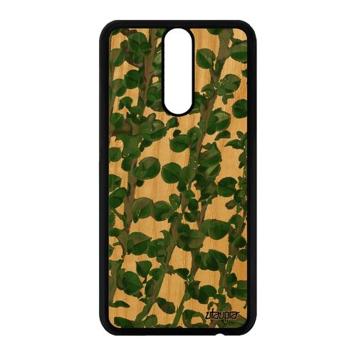 Coque Huawei Mate 10 Lite Bois Silicone Motif Feuilles Motif Floral Housse Smartphone Case Vert Artisanat Texture Plantes Telephone