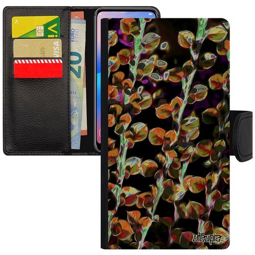 Coque Pour Galaxy S7 Rabat Porte Cartes Motif Feuilles Orange Plantes Nature Design Original Antichoc Caoutchouc Texture De Samsung