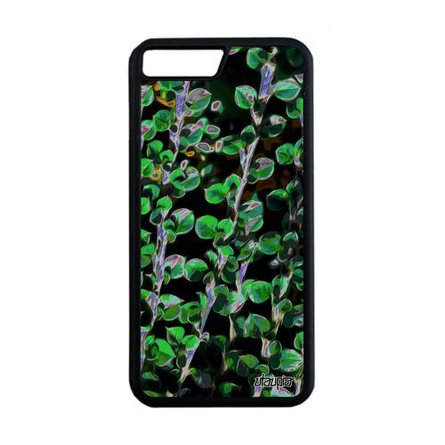Coque Iphone 7 Plus Silicone Motif Feuilles Nature Fleurs Noir Rigide Vert Plantes Effet Jolie Floral Case De Made In France