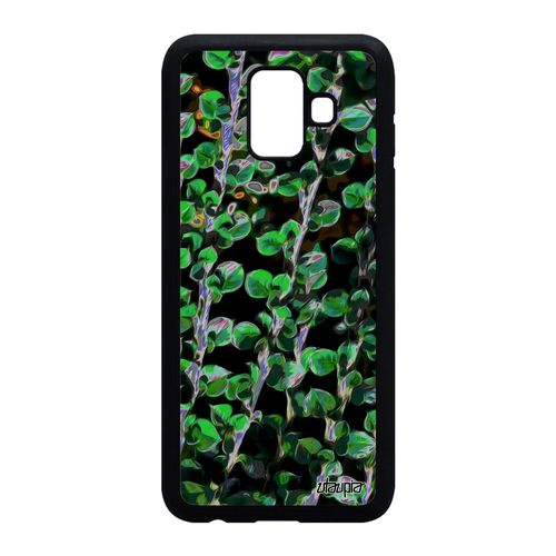 Coque Motif Feuilles Samsung Galaxy A6 2018 Silicone Fleurs Plantes Design Effet Cover Jolie Housse Floral Souple Mobile Vert Case