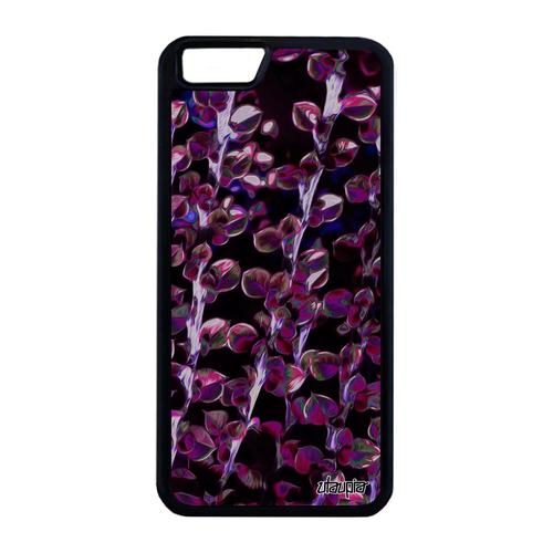 Coque Antichoc Iphone 6 6s Plus En Silicone Motif Feuilles De Protection Rigide Floral Violet Design Fleurs Telephone Texture