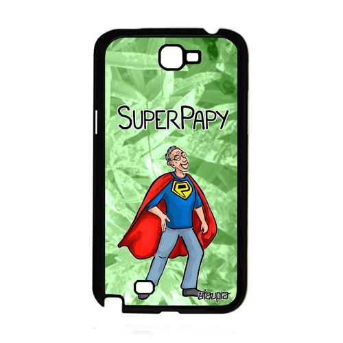 Coque En Silicone Pour Galaxy Note 2 Super Papy De Protection Vert Texte Heros Comics Etui Bd Bumper Comique Papi Drole 4g Samsung