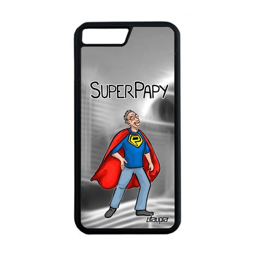 Coque Silicone Pour Iphone 7 Plus Super Papy Case Humour Comics Heros Papi Etui Bebe Gris Grands Peres Texte De Made In France