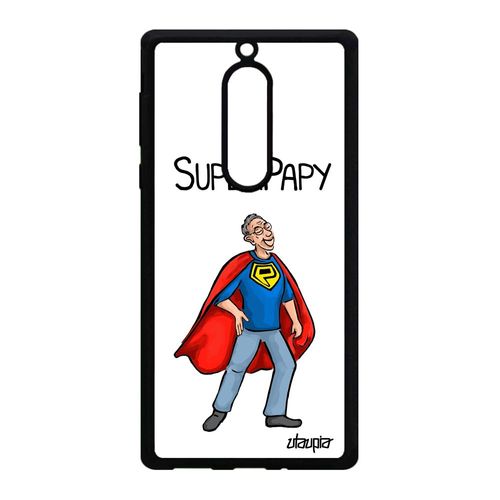 Coque Nokia 5 En Silicone Super Papy Texte Heros Mobile Etui Grands Peres Dessin Comique Enfant Drole Comics Blanc Humour Papi Cover