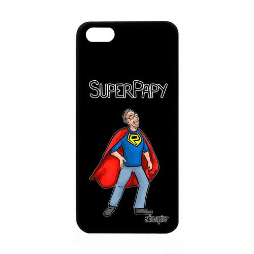 Coque Apple Iphone 5c Silicone Super Papy Drole Grand Pere Comics Humoristique Telephone Humour Texte Bd Enfant Noir Made In France