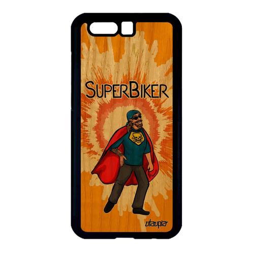 Coque Honor 9 Bois Silicone Super Biker Motard Comics Bumper Bd Housse Texte Rigide Orange Etui Humour Humoristique Drole Telephone