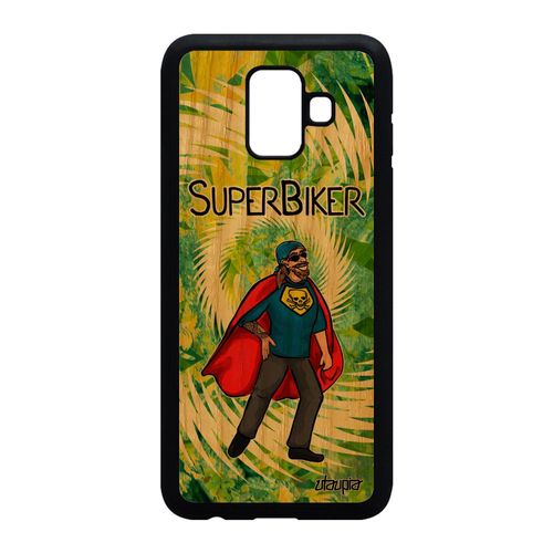 Coque En Bois De Protection Pour Samsung Galaxy A6 2018 Silicone Super Biker Motard Comics Heros Dessin Bd Telephone Etui Vert Frêne