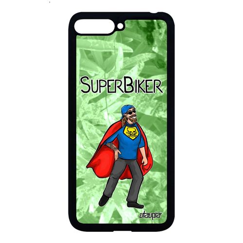 Coque Pour Huawei Y6 2018 En Silicone Super Biker Motard Heros Vert Bd Texte Etui Comics Dessin Drole Mobile De Protection Comique