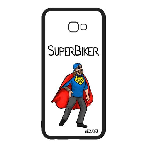 Coque Samsung Galaxy J4 Plus 2018 En Silicone Super Biker Motard Etui Texte Dessin Comique De Protection Heros Blanc Comics Bumper