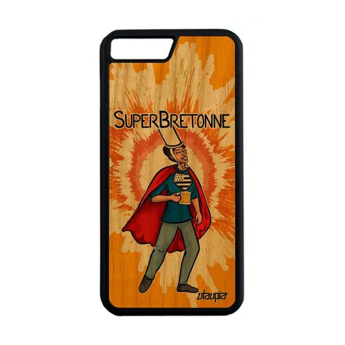Coque Silicone Iphone 7 Plus Bois Naturel Super Bretonne Portable Humoristique Breton Drapeau Bretagne Unique Orange Bd Comics