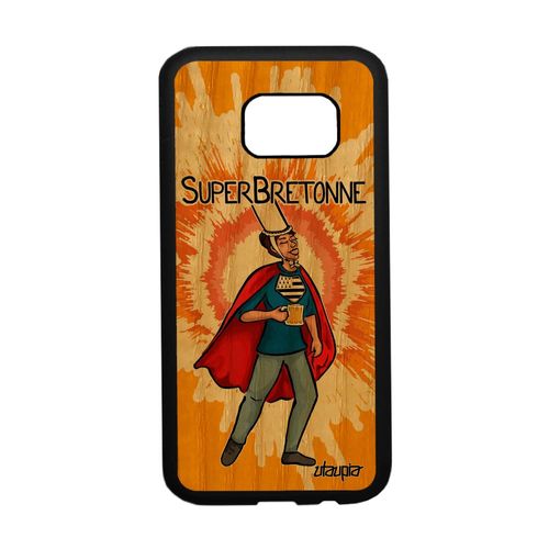 Coque Samsung Galaxy S7 Bois Naturel Silicone Super Bretonne Humoristique Tpu Telephone Drapeau Bretagne Orange Bd Cover Breton Case