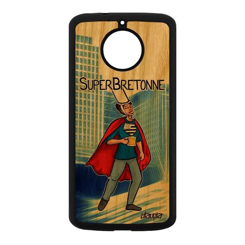 Coque Bois Super Bretonne Moto E4 Plus Silicone Bretagne Case Drapeau Breton Portable Drole Heros Rigide Bleu Comique Cover Motorola
