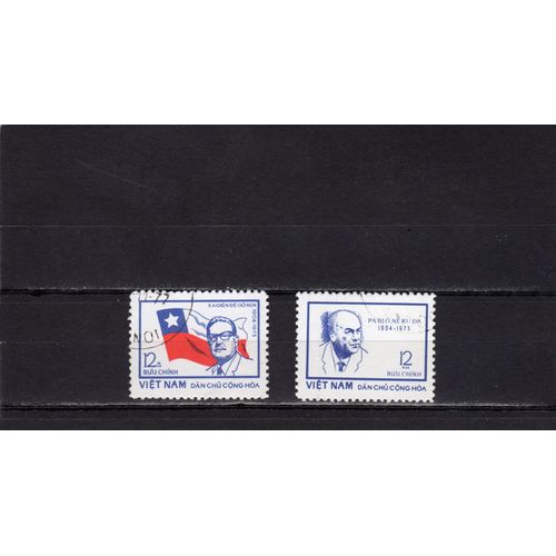 Timbres-Poste Du Viet-Nam Du Nord (Anniversaire De La Mort Du Président Allende Et Du Poète Pablo Neruda)