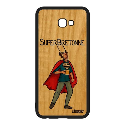 Coque Bois Samsung Galaxy J4 Plus 2018 Silicone Super Bretonne Humoristique Breton Drole Humour Housse Rouge Texte Case Heros 4g De